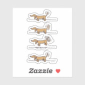 Vliegende Dachshund-bruine contoursticker Sticker (Vel)