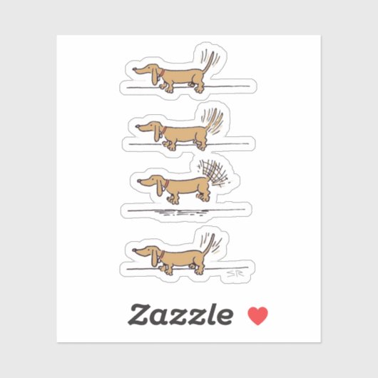 Vliegende Dachshund-bruine contoursticker Sticker (Vel)