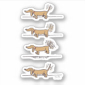 Vliegende Dachshund-bruine contoursticker Sticker (Voorkant)