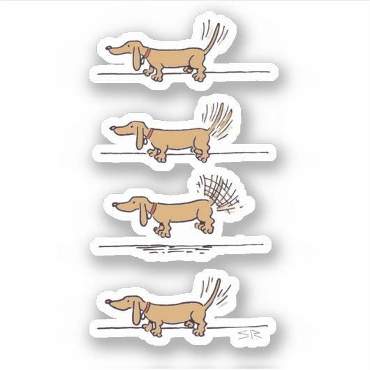 Vliegende Dachshund-bruine contoursticker Sticker (Voorkant)