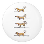 Vliegende Dachshund-bruine keramische knop (Voorkant)