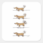 Vliegende Dachshund-bruine vierkante stickers (Voorkant)
