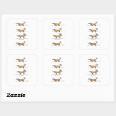 Vliegende Dachshund-bruine vierkante stickers (Vel)
