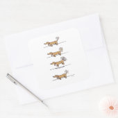 Vliegende Dachshund-bruine vierkante stickers (Envelop)