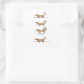 Vliegende Dachshund-bruine vierkante stickers (Tas)