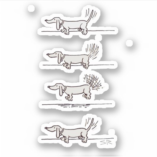 Vliegende Dachshund grijze contoursticker Sticker (Voorkant)