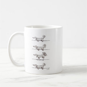 Vliegende Dachshund grijze mok