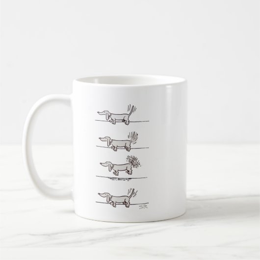 Vliegende Dachshund grijze mok (Links)