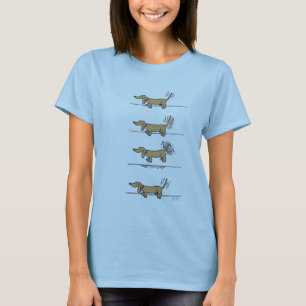 Vliegende Dachshund vrouwen bruin Tshirt