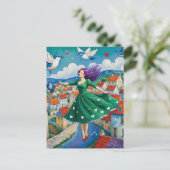 Vliegende dame met Paarse haren Briefkaart (Staand voorkant)