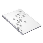 Vliegende Dandelions Dandelion Seeds Wind Flower Notitieboek (Rechterzijde)