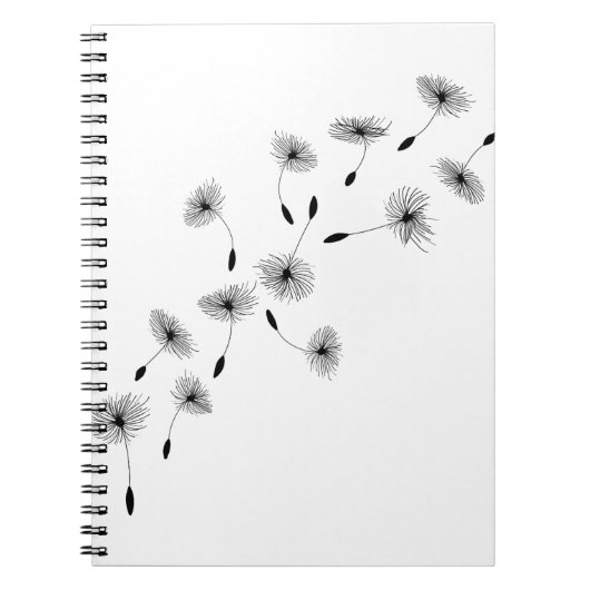Vliegende Dandelions Dandelion Seeds Wind Flower Notitieboek (Voorkant)