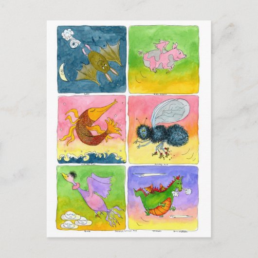 Vliegende dingen... briefkaart (Voorkant)