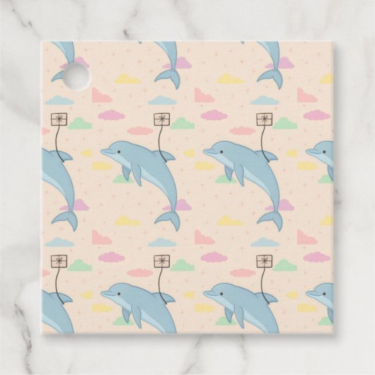 Vliegende dolfijn levert brieven illustratie bedankjes labels (Voorkant)