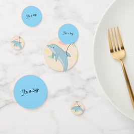 Vliegende dolfijn levert brieven illustratie confetti