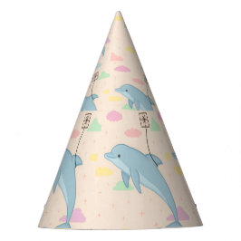 Vliegende dolfijn levert brieven illustratie feesthoedjes