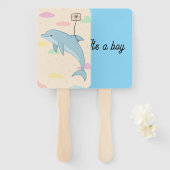 Vliegende dolfijn levert brieven illustratie handwaaier (Voorkant en achterkant)