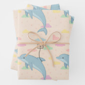 Vliegende dolfijn levert brieven illustratie inpakpapier vel (In situ)