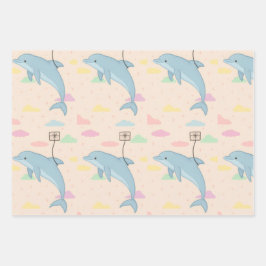 Vliegende dolfijn levert brieven illustratie inpakpapier vel