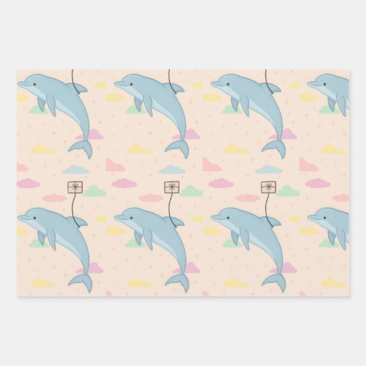 Vliegende dolfijn levert brieven illustratie inpakpapier vel (Voorkant)
