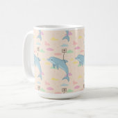 Vliegende dolfijn levert brieven illustratie koffiemok (Voorkant links)