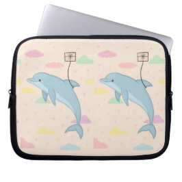 Vliegende dolfijn levert brieven illustratie laptop sleeve