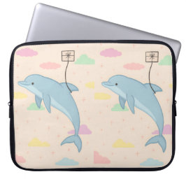 Vliegende dolfijn levert brieven illustratie laptop sleeve