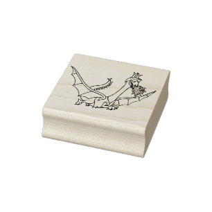 vliegende draak met vuur rubberstempel