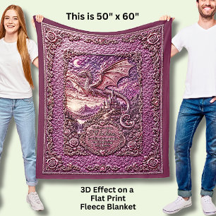 Vliegende Draak Roze, Terwijl Je Slaapt, 3D Effect Fleece Deken