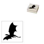 Vliegende draak zwart silhouet vorm rubberstempel (Gestempeld)