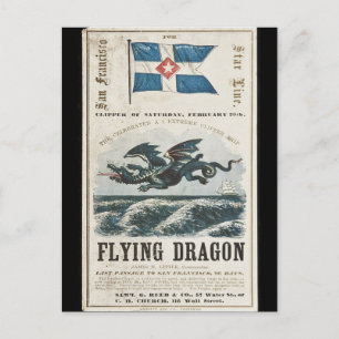 Vliegende Dragon Clipper zeilschip 1858 Briefkaart