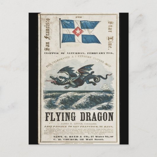 Vliegende Dragon Clipper zeilschip 1858 Briefkaart (Voorkant)