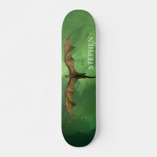 Vliegende dragon Green Nebula Galaxy Monogram Persoonlijk Skateboard