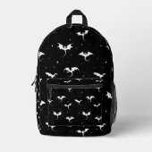 Vliegende draken en sterren op zwarte achtergrond bedrukte rugzak (Voorkant)
