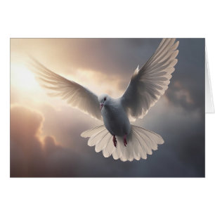 Vliegende duif & bewolkte zonnige hemel