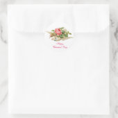 VLIEGENDE DUIF MET ROZE ROSE VALENTIJNSDAG RONDE STICKER (Tas)