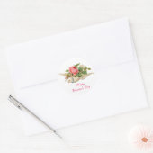 VLIEGENDE DUIF MET ROZE ROSE VALENTIJNSDAG RONDE STICKER (Envelop)