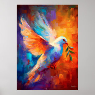 Vliegende Duif van Vrede Impressionistische Schild Poster