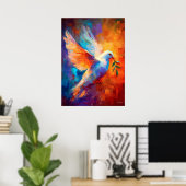 Vliegende Duif van Vrede Impressionistische Schild Poster (Thuiskantoor)