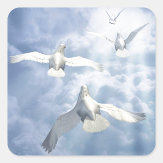 Vliegende duiven vierkante sticker