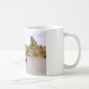 vliegende eend boven water foto koffiemok