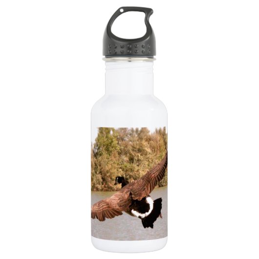 vliegende eend boven water foto waterfles (Voorkant)
