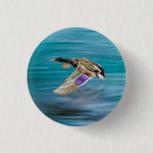 Vliegende eend van wilde eend ronde button 3,2 cm (Voorkant)