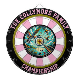 Vliegende eenden mikken op muurkunst dartbord