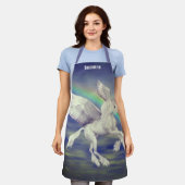 Vliegende eenhoorn paard over regenboog gepersonal schort (Gedragen)