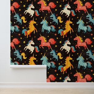 Vliegende Eenhoorn Pony Krijt Tekenpatroon Behang