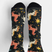 Vliegende Eenhoorn Pony Krijt Tekenpatroon Zwart Sokken (Top)