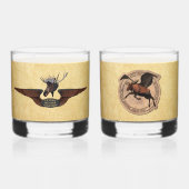 Vliegende eland piloot vleugels whisky glas (Voorkant)