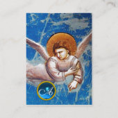 VLIEGENDE ENGEL IN BLAUW, SAFFIER EDELSTEEN MONOGR VISITEKAARTJE (Achterkant)