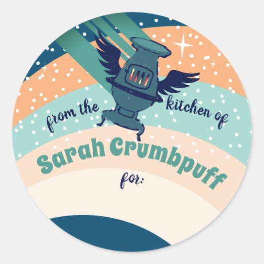 Vliegende engel kachel Kerstmis uit de keuken van Ronde Sticker (Voorkant)